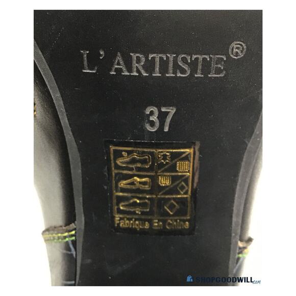 L'Artiste 'Happytime' Zip Leather Boots Black Multi Women's Size 37 (6.5/7) - Picture 5 of 6